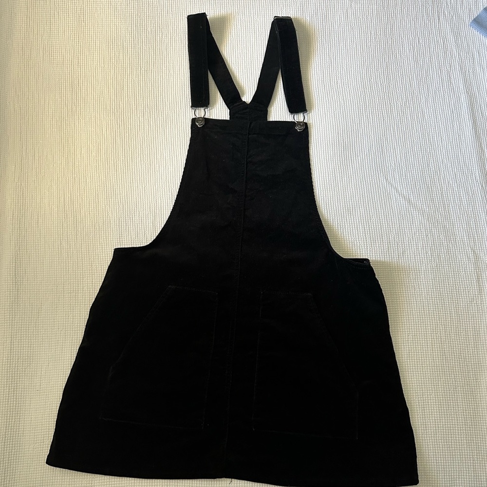 Black Corduroy Overalls Dress